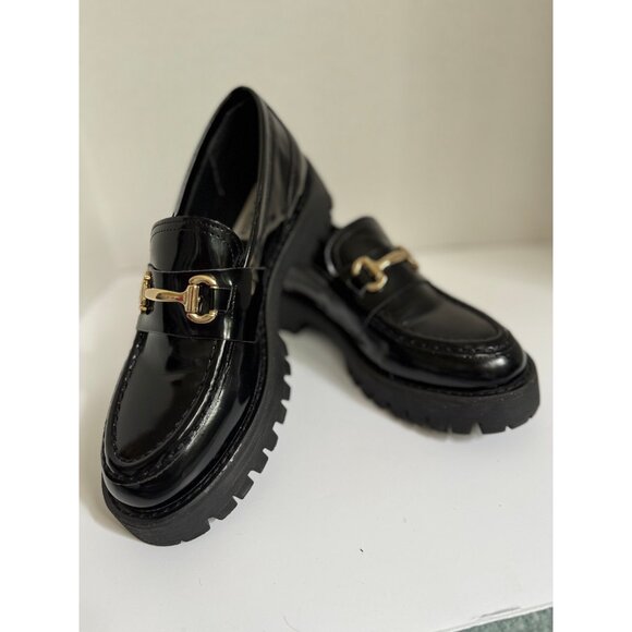 Steve Madden Women’s Black Lando Platform Loafers Size 8.5 Chunky Lug Preppy - Picture 14 of 16